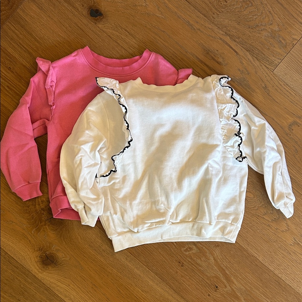 H&M Kids Ruffle Sweatshirts - Pink and White